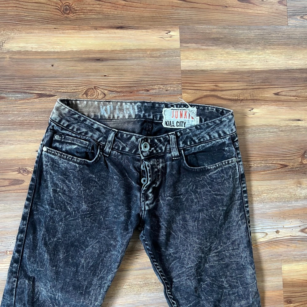 Kill City Lip Service Junkie Jeans Mens Black Acid Wash Slim Punk Made in USA 32 - Picture 15 of 16